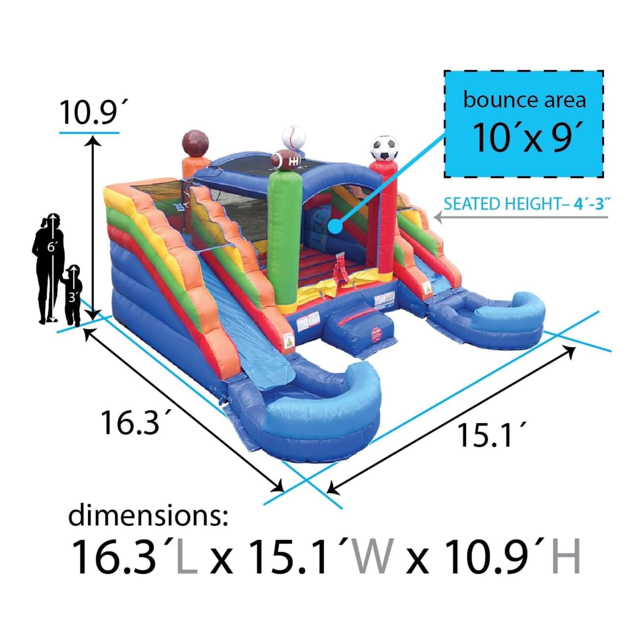 16FT Sports Castle Bounce House With Double Water Slides (SAK17635) – SAKSBY WHOLESALE, view 9