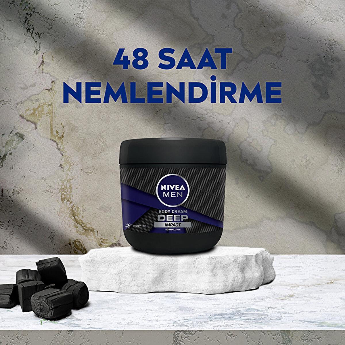 Nivea Men Moisturizing Hand and Body Cream Deep Impact - 48 Hour Moisturization, Non-Greasy, Woody Fragrance
