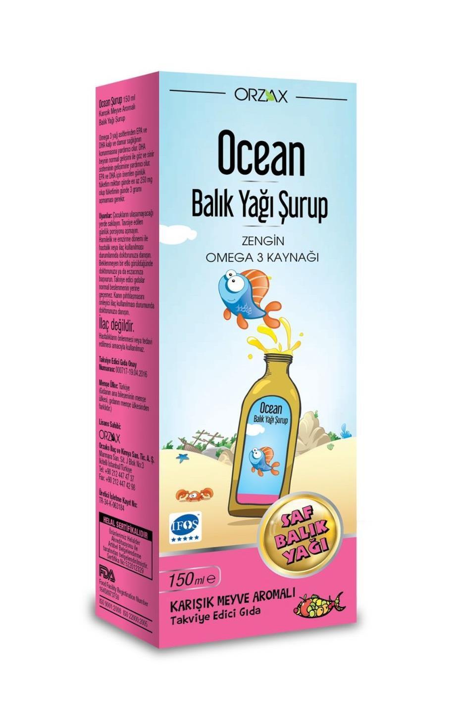 Orzax Ocean Omega-3 Fish Oil Syrup Mixed Fruit Flavor - 150ml & Cognitive Support