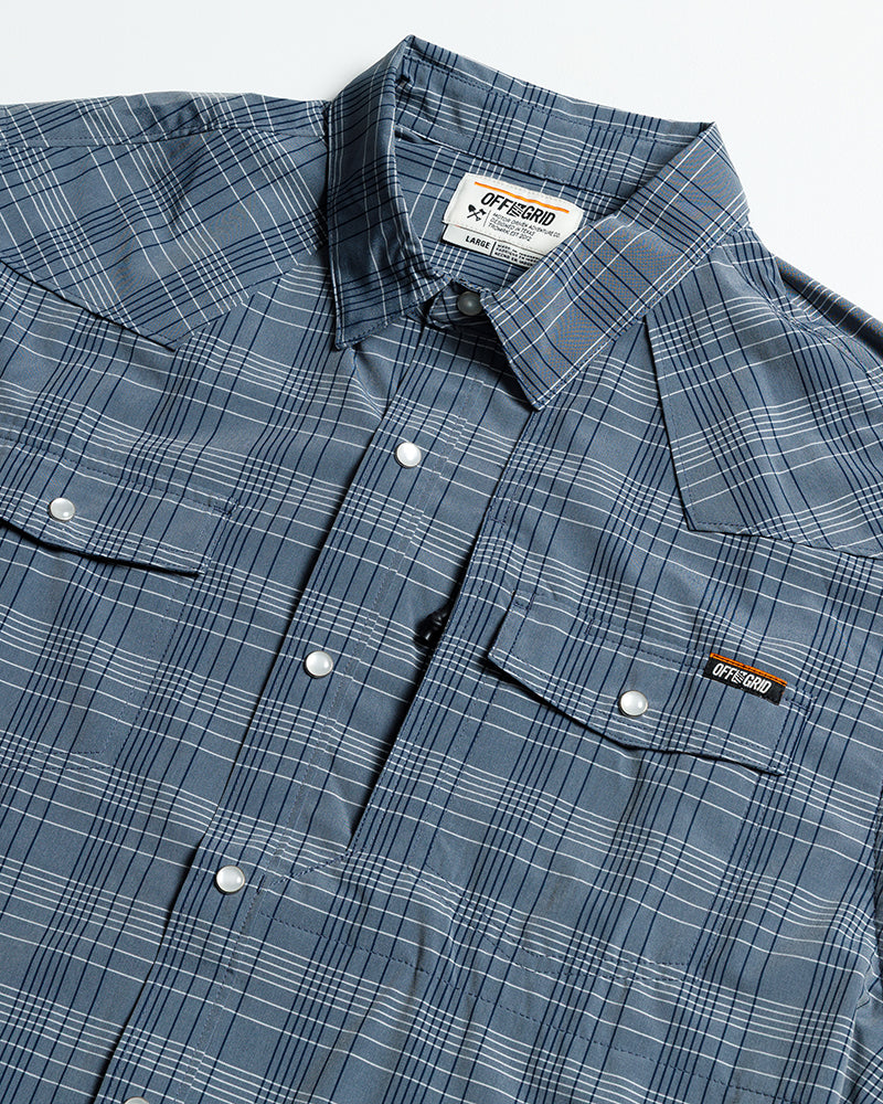 Off The Grid Surplus Deke SS Shirt - Dusty Royal — in-use photo