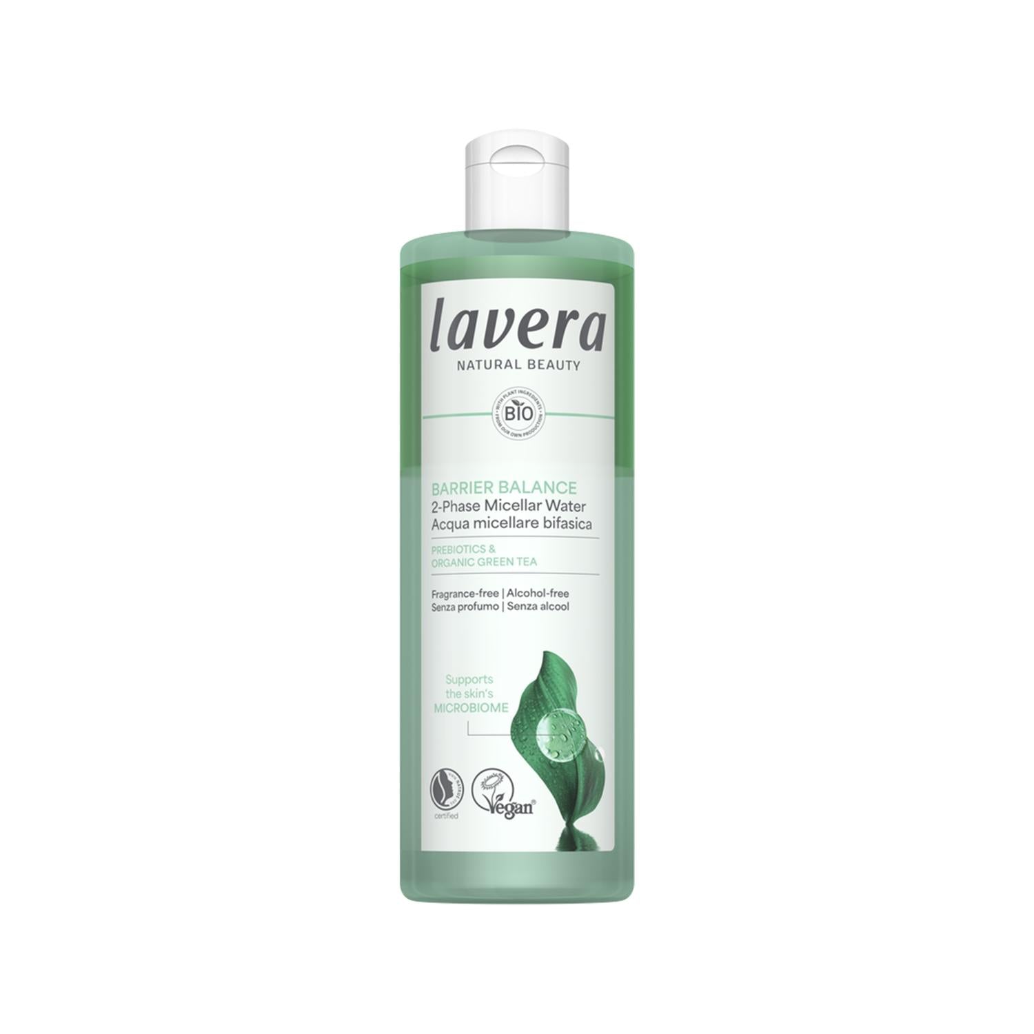 Lavera Barrier Balance 2-Phase Micellar Water - Gentle Makeup Remover for Sensitive Skin, Natural & Organic Cleanser - 400 ml