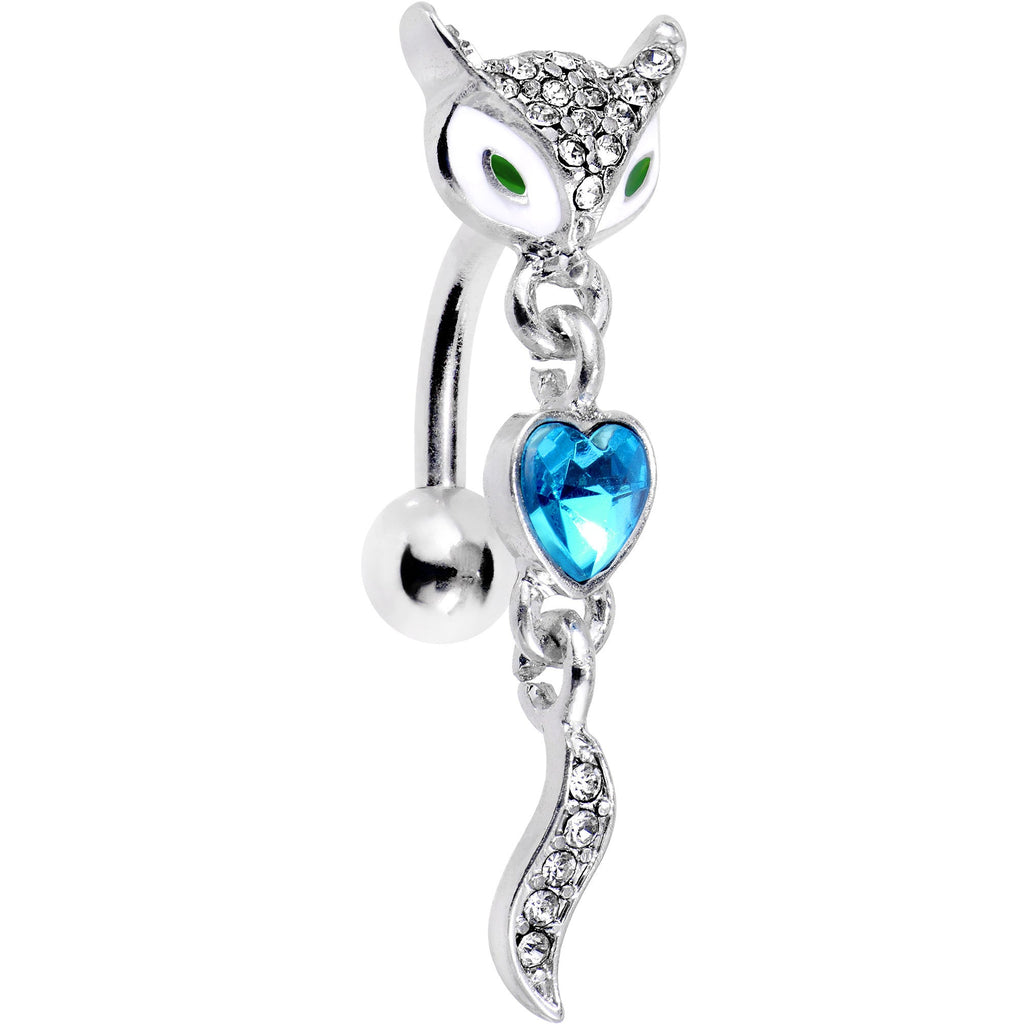 BodyCandy Blue Gem Heart Fierce Fox Head Top Mount Dangle Belly Ring — main product shot