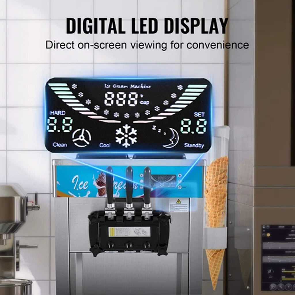 Stainless Steel Commercial 21-31 L/H 3-Flavor Soft Serve Ice Cream Machine Maker (SAK65291) – SAKSBY WHOLESALE, view 5