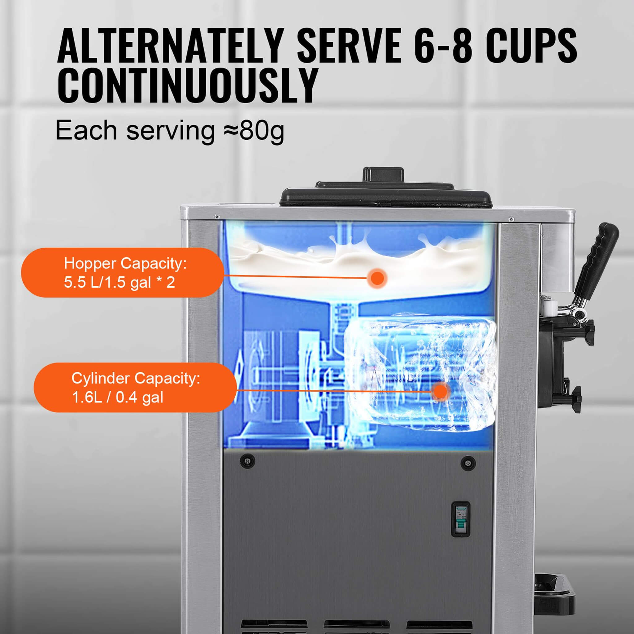 Stainless Steel Commercial 21-31 L/H 3-Flavor Soft Serve Ice Cream Machine Maker (SAK65291) – SAKSBY WHOLESALE, view 8