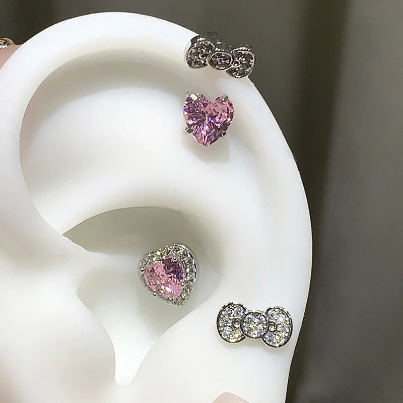 MyClosetAid Stainless Surgical Steel Earrings with Crystal Bow