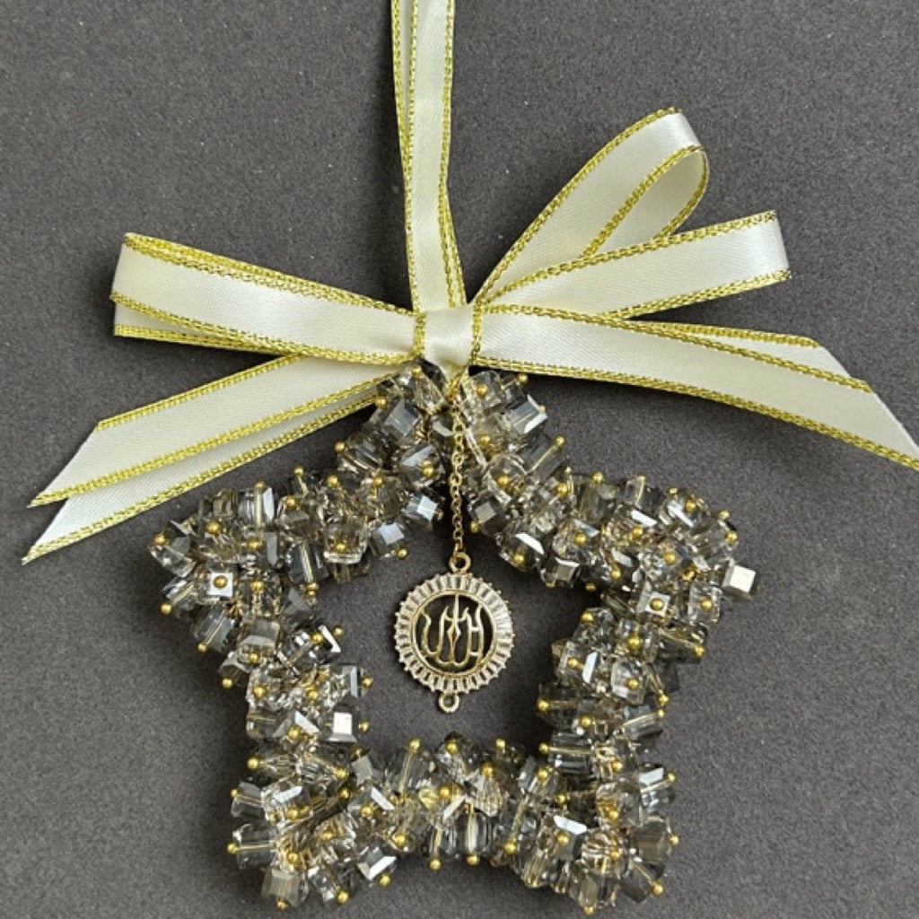 Mariam's Collection Star Moon Crystal Vehicle Hanging Ornament (MAC290) — Mariam's Collection branding close-up