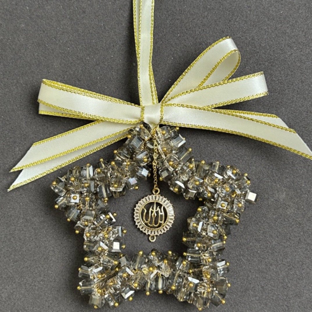 Mariam's Collection Star Moon Crystal Vehicle Hanging Ornament (MAC290) — Mariam's Collection branding close-up
