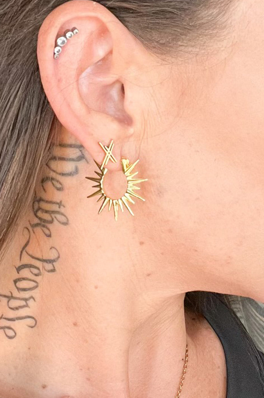 Pretty Little Patriot Pretty Little Patriot Burst of Spirit Hoop Gold Earrings — product category context