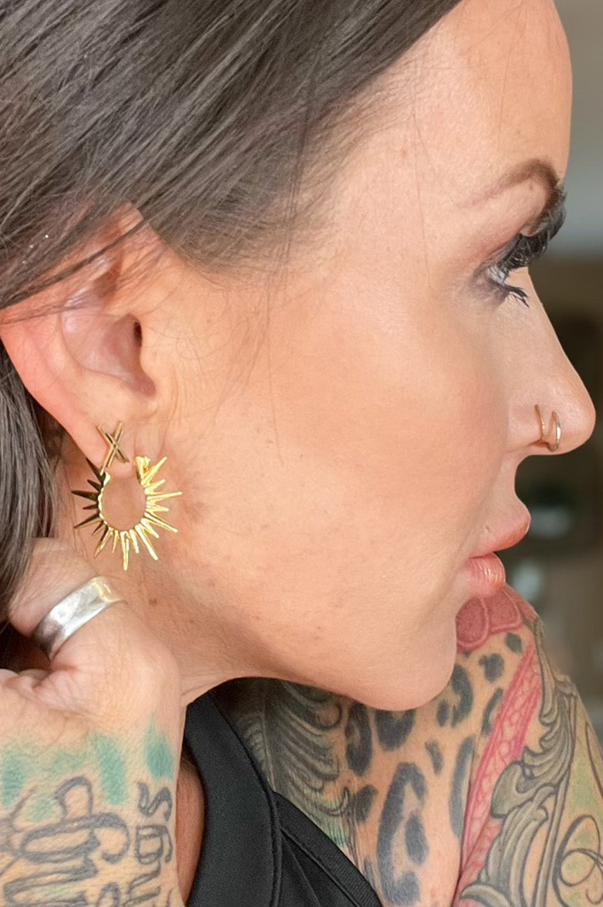 Pretty Little Patriot Pretty Little Patriot Burst of Spirit Hoop Gold Earrings — main product shot