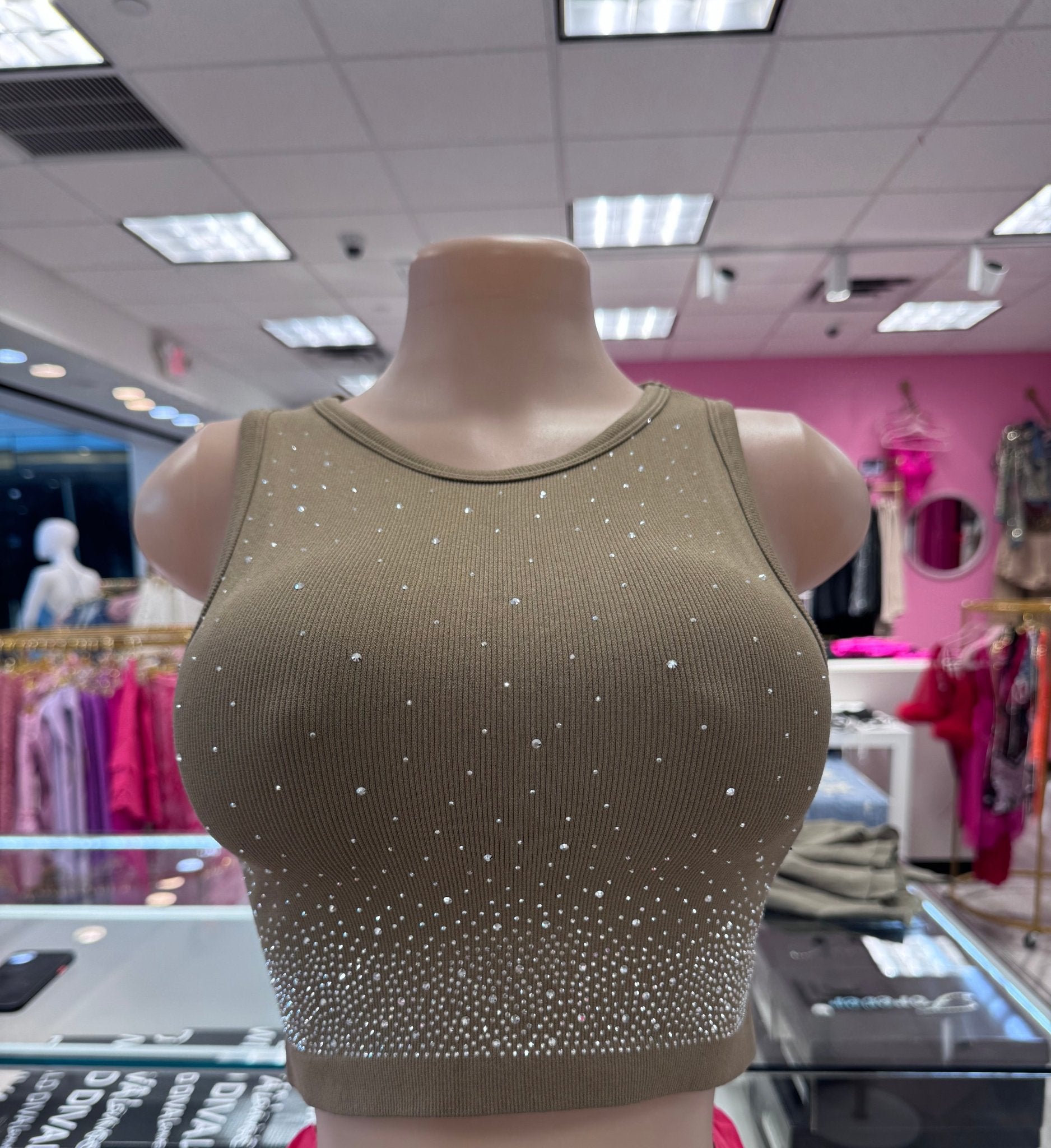 Starlight Rhinestone Stetch Crop Top