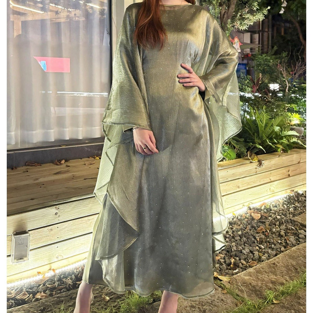 Mariam's Collection Olive Green Sequin Abaya Dress | Starry Night 2-Piece Maxi Dress with Flowing… — product category context