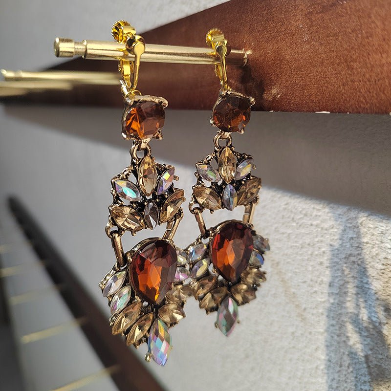 Mariam's Collection Statement Rhinestones Large Drop Earrings (MAC327) — detail shot 6