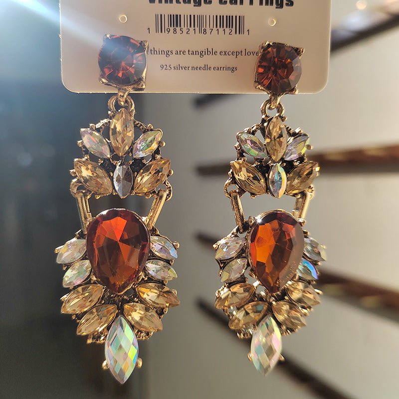 Mariam's Collection Statement Rhinestones Large Drop Earrings (MAC327) — detail shot 8