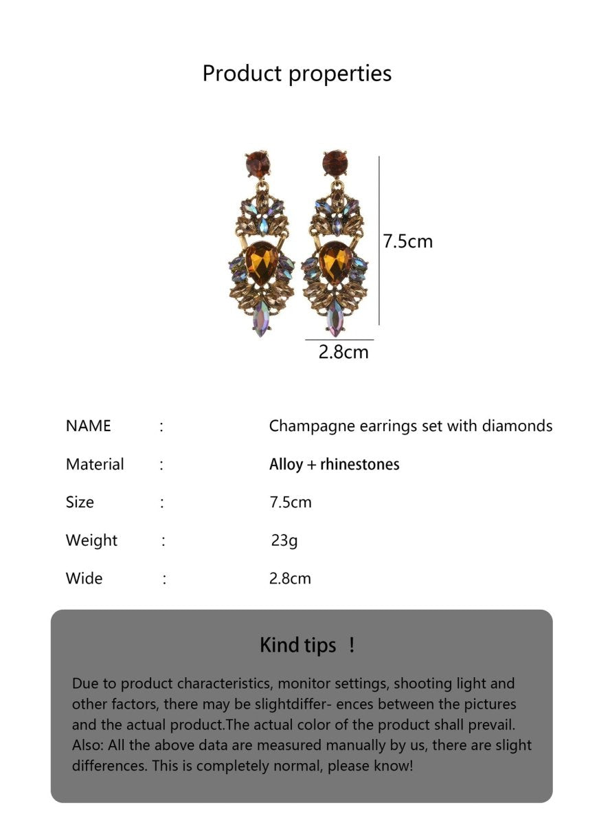 Mariam's Collection Statement Rhinestones Large Drop Earrings (MAC327) — lifestyle worn / used context