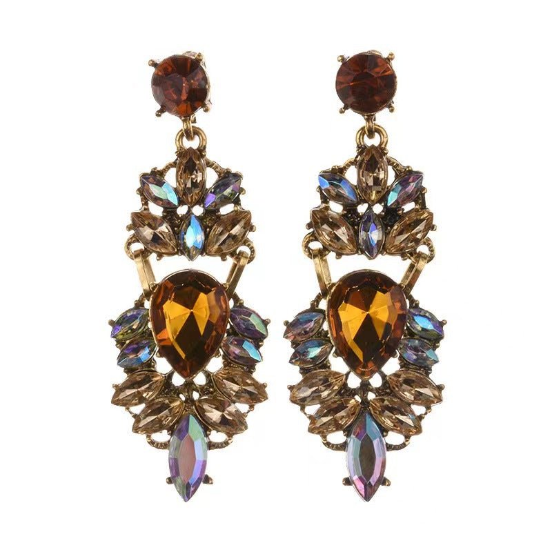 Mariam's Collection Statement Rhinestones Large Drop Earrings (MAC327) — Mariam's Collection branding close-up