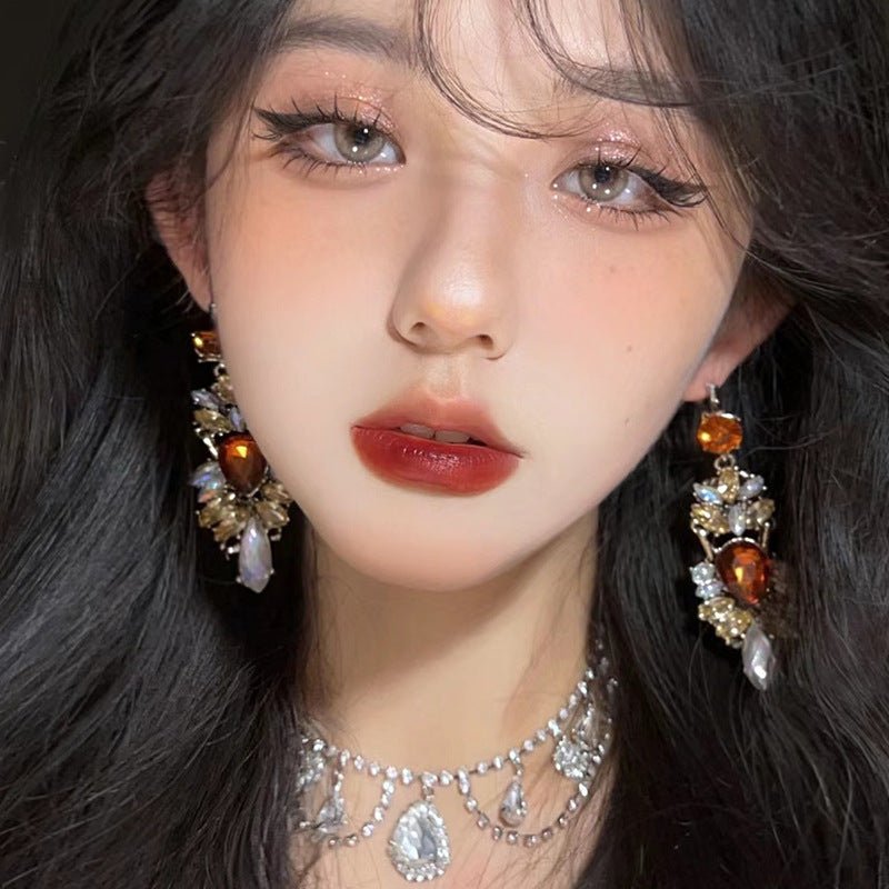 Mariam's Collection Statement Rhinestones Large Drop Earrings (MAC327) — construction detail