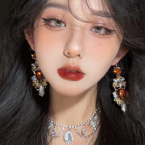 Statement Rhinestones Large Drop Earrings (MAC327)