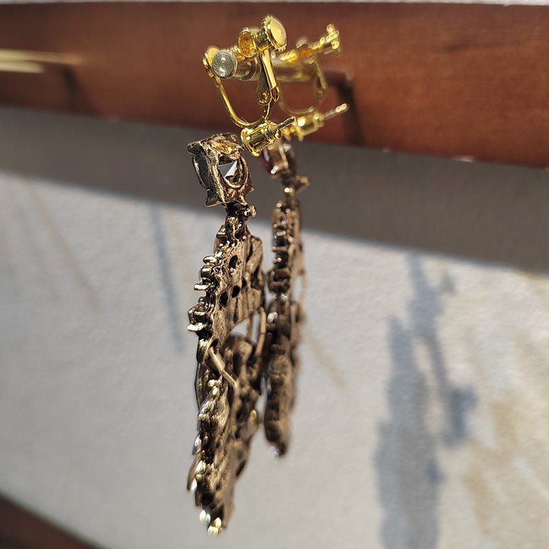 Mariam's Collection Statement Rhinestones Large Drop Earrings (MAC327) — detail shot 7