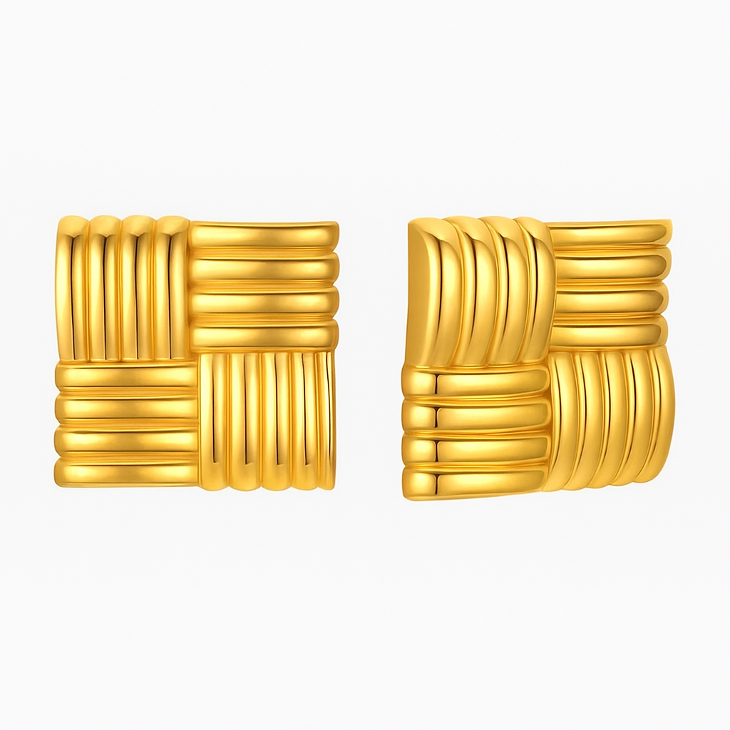 SORI STYLE Square Stud Earrings -Bold Geometric & Elegant — main product shot
