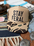 Wild Junkie Stay Feral Camo Trucker Hat — main product shot