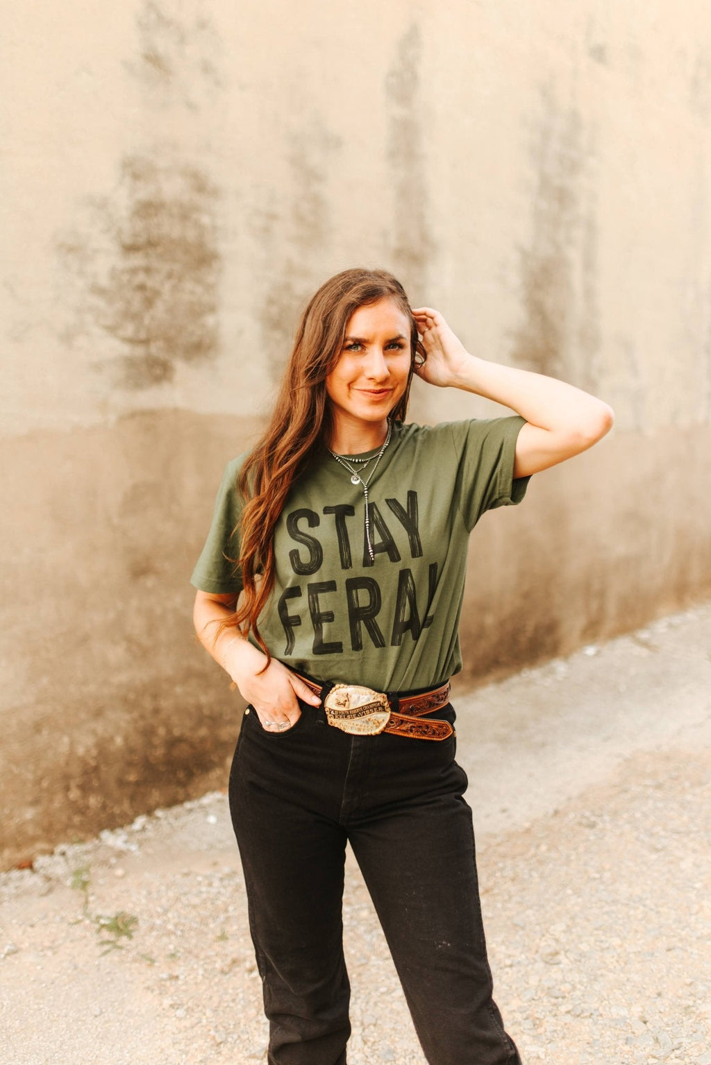 Wild Junkie Stay Feral Graphic Tee — construction detail
