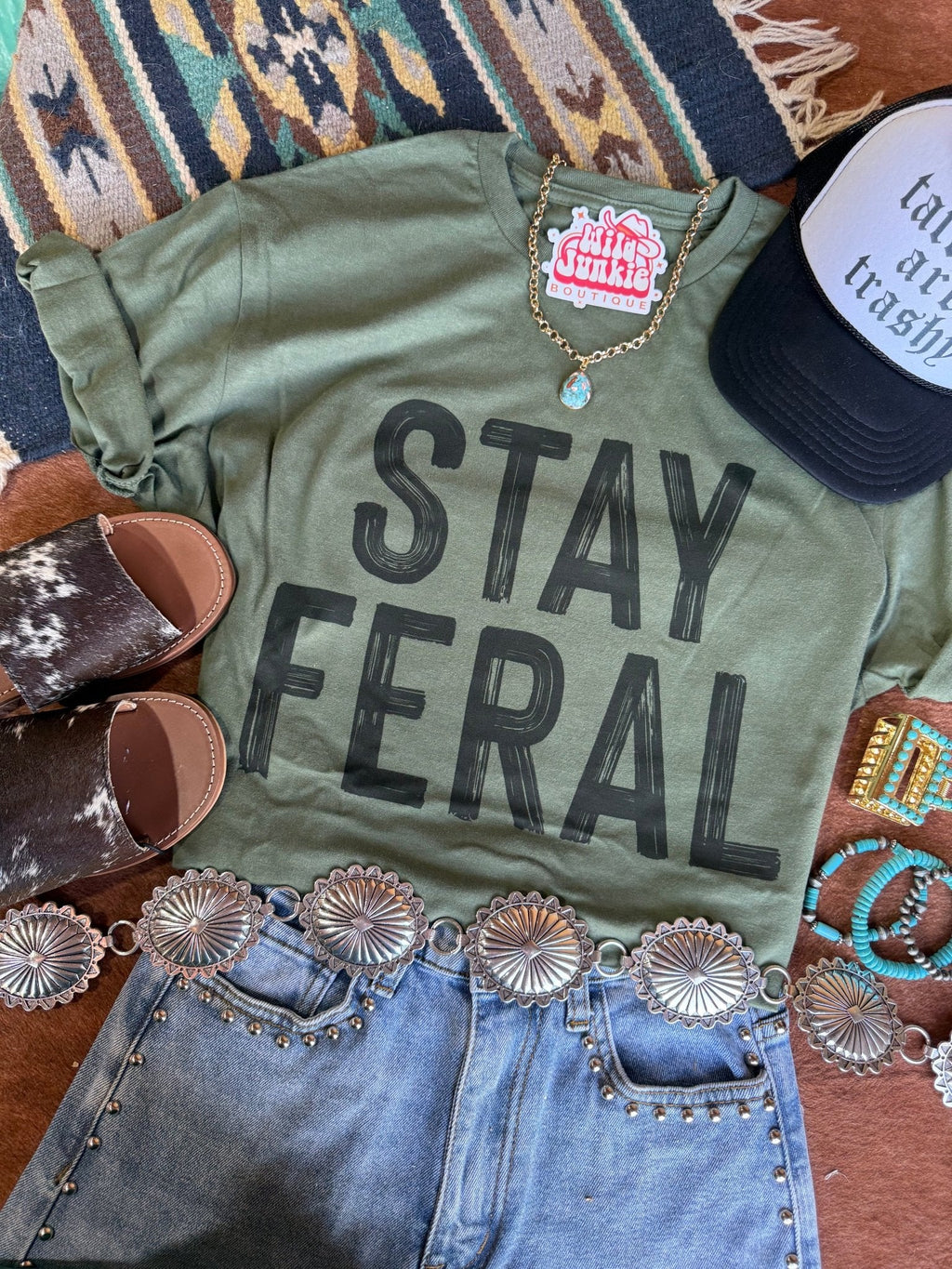 Wild Junkie Stay Feral Graphic Tee — lifestyle worn / used context