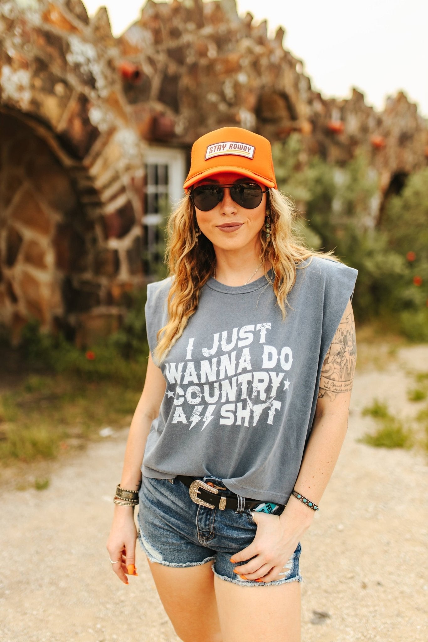 Wild Junkie Stay Rowdy Trucker Hat — alternative angle