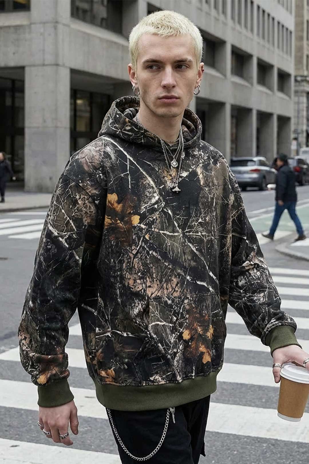 Thrash Happy Stealth Heavyweight Oversized Unisex Camo Hoodie — back view