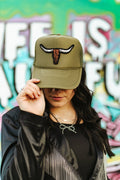 Wild Junkie Steer Skull Patch Trucker Hat — main product shot