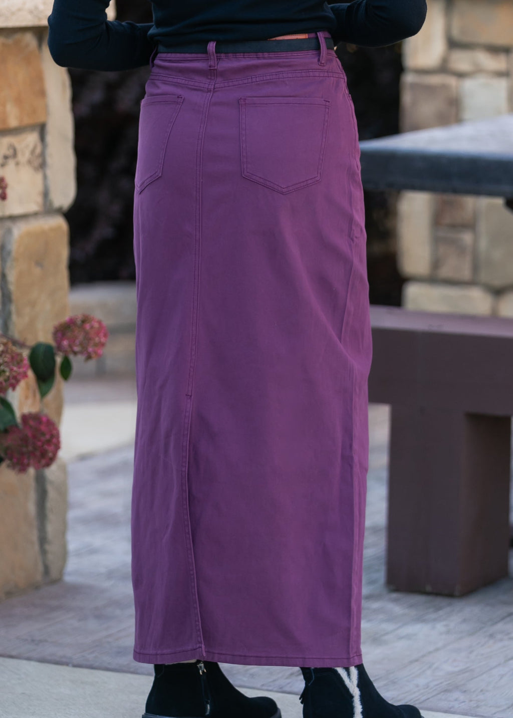 Inherit Co. Stella Orchid Denim Maxi Skirt - FINAL SALE — back view