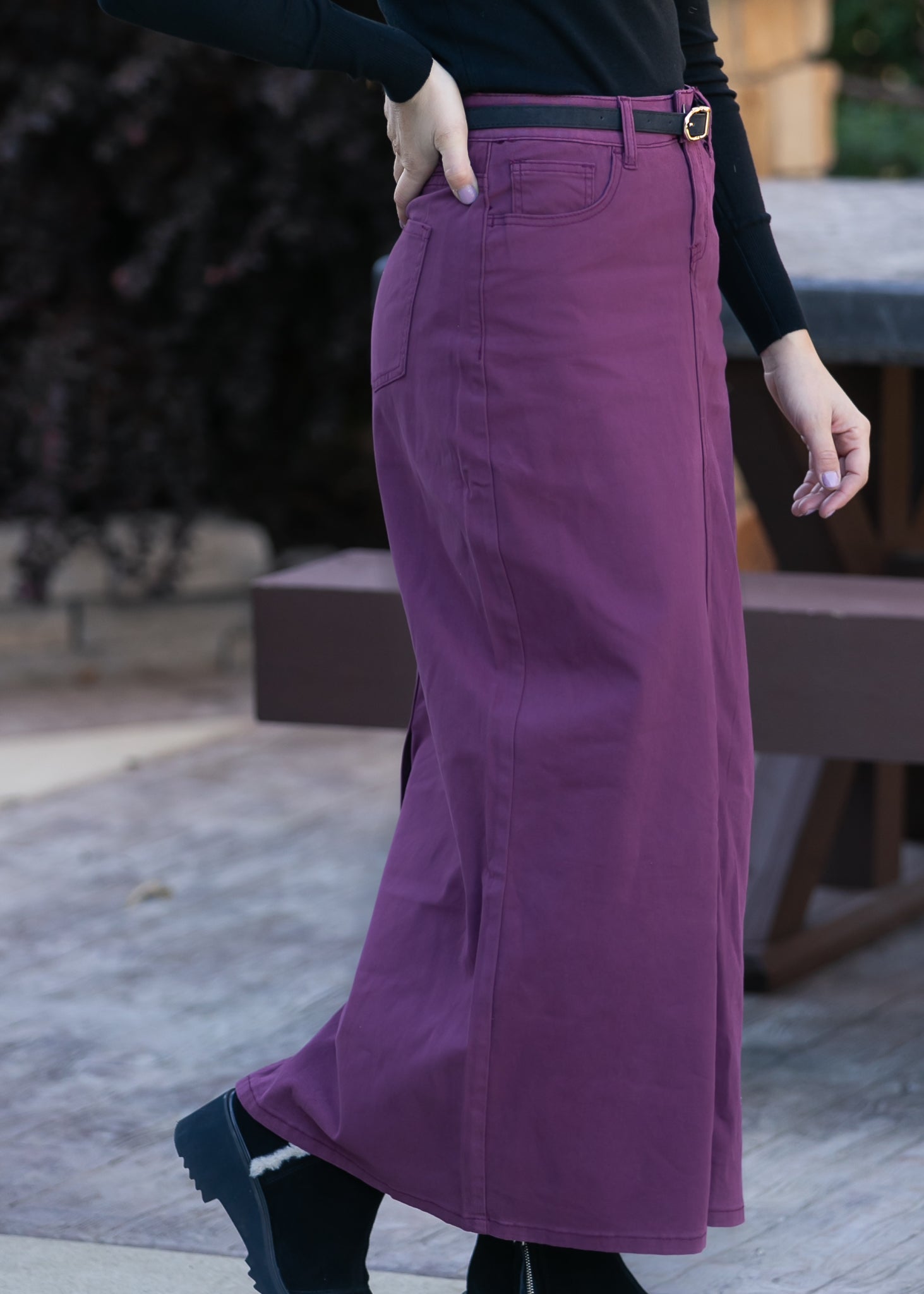 Inherit Co. Stella Orchid Denim Maxi Skirt - FINAL SALE — side view