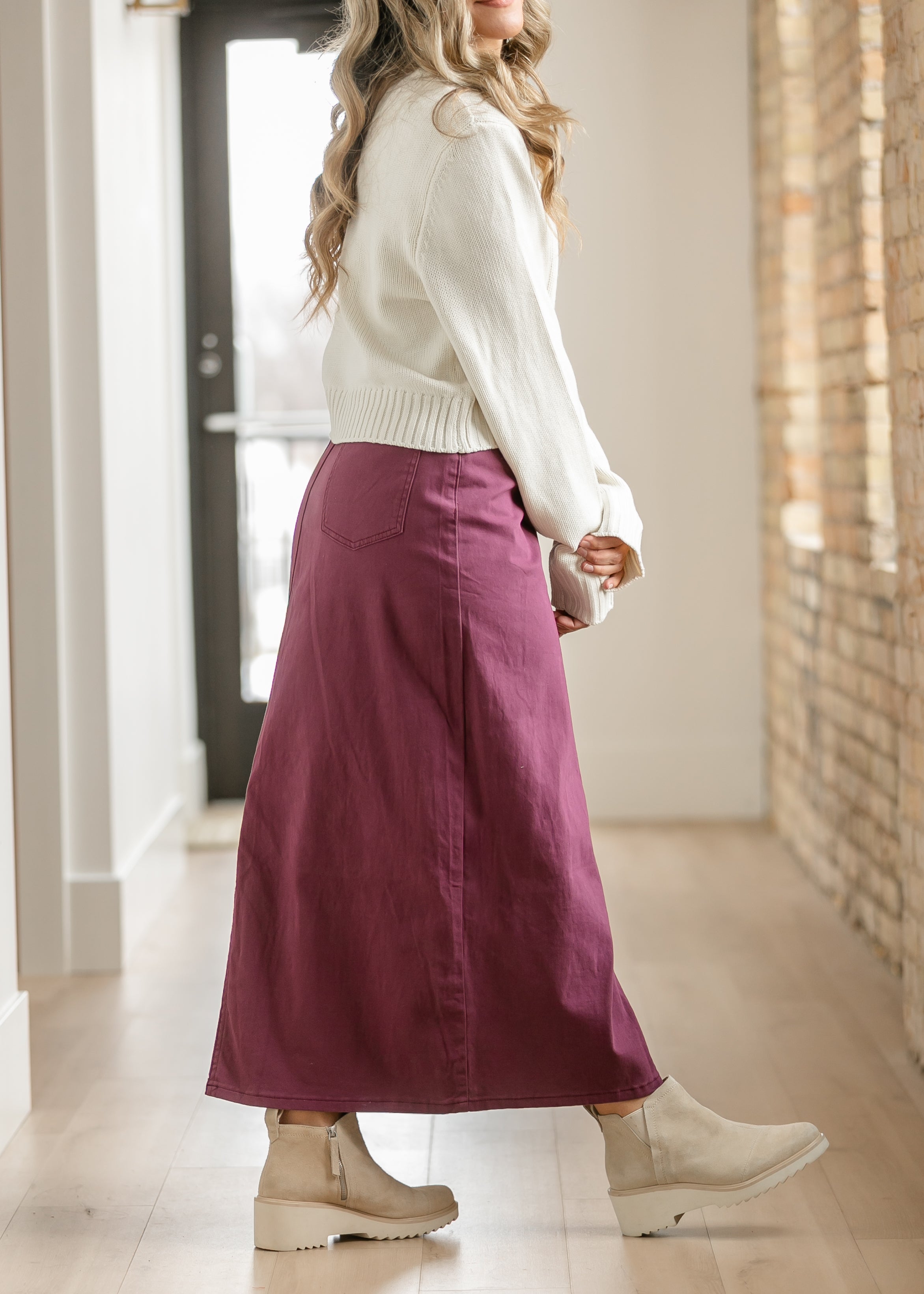 Inherit Co. Stella Orchid Denim Maxi Skirt - FINAL SALE — in-use photo