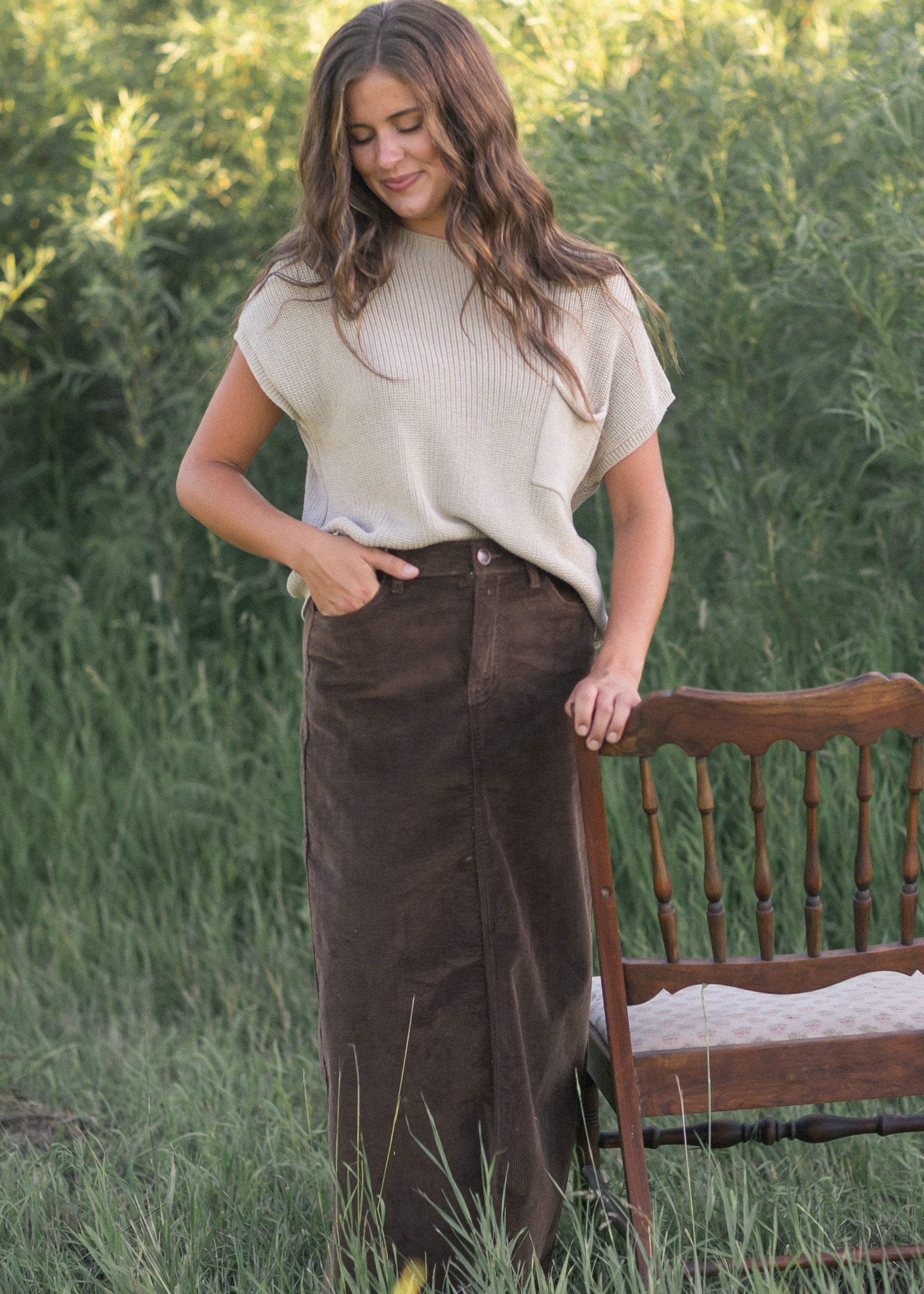 Inherit Co. Stella Maxi Corduroy Skirt - FINAL SALE — detail close-up