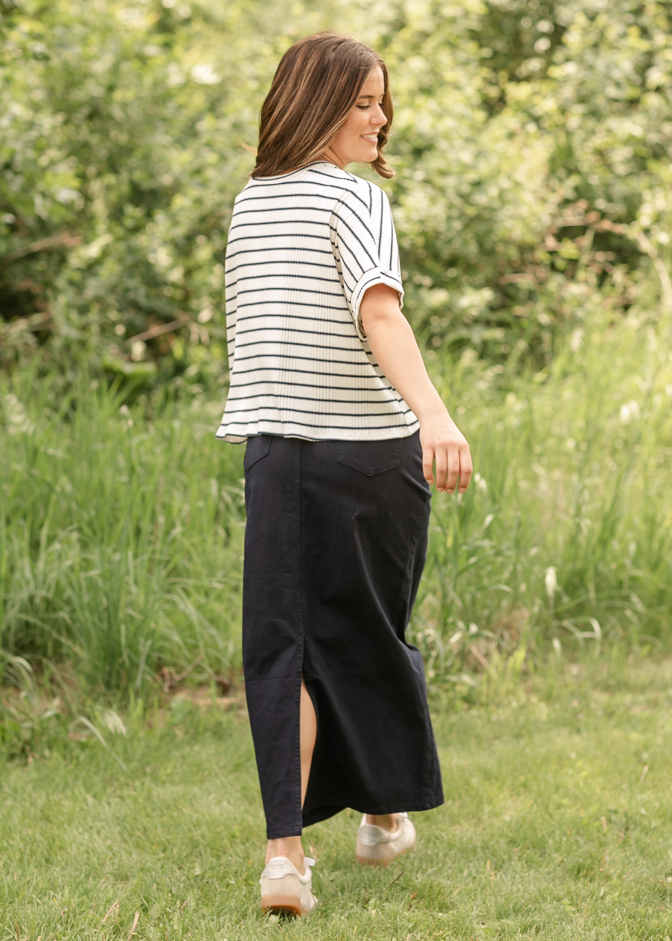 Inherit Co. Stella Navy Maxi Denim Skirt — alternative angle
