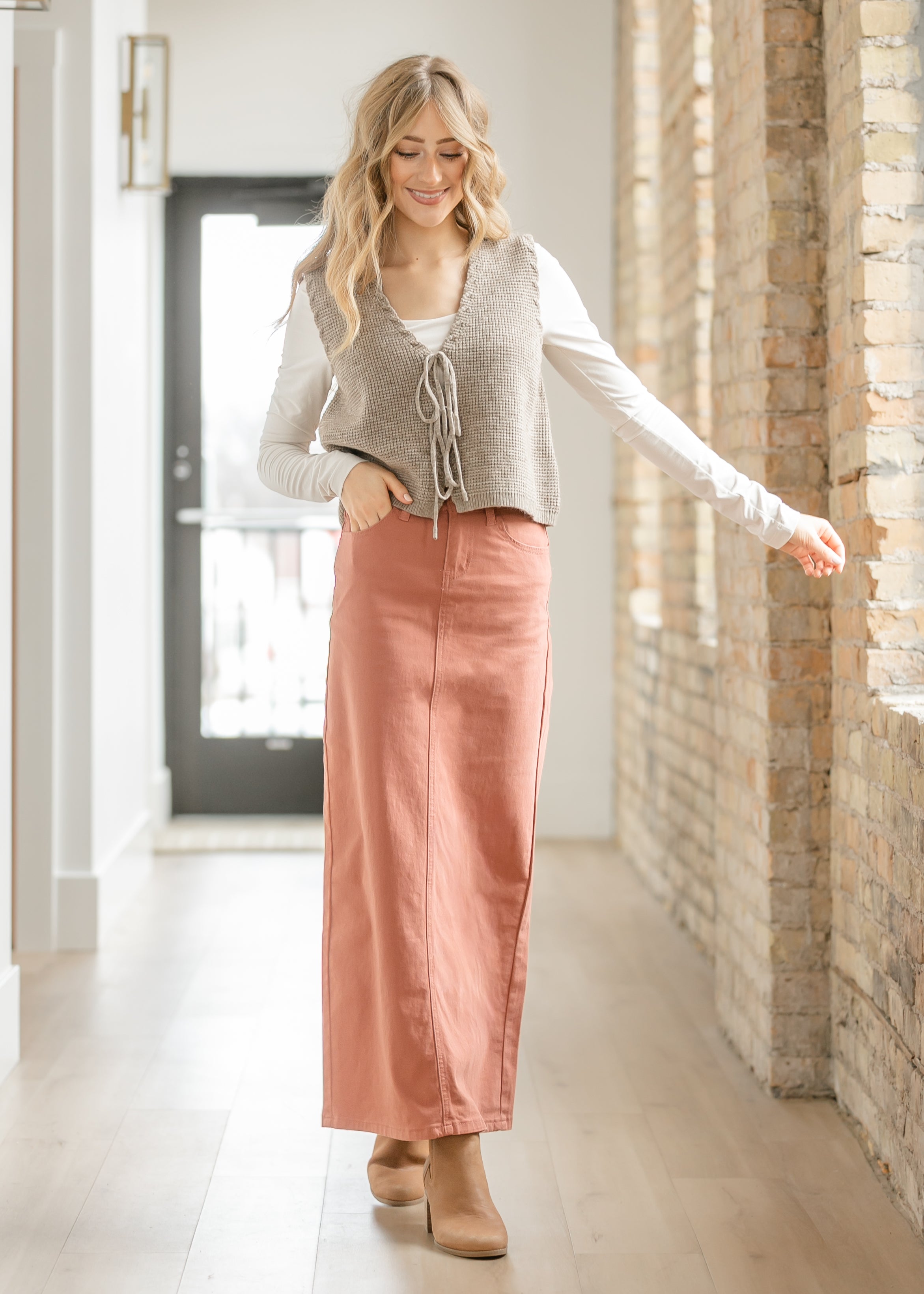 Inherit Co. Stella Sienna Denim Maxi Skirt - FINAL SALE — lifestyle context
