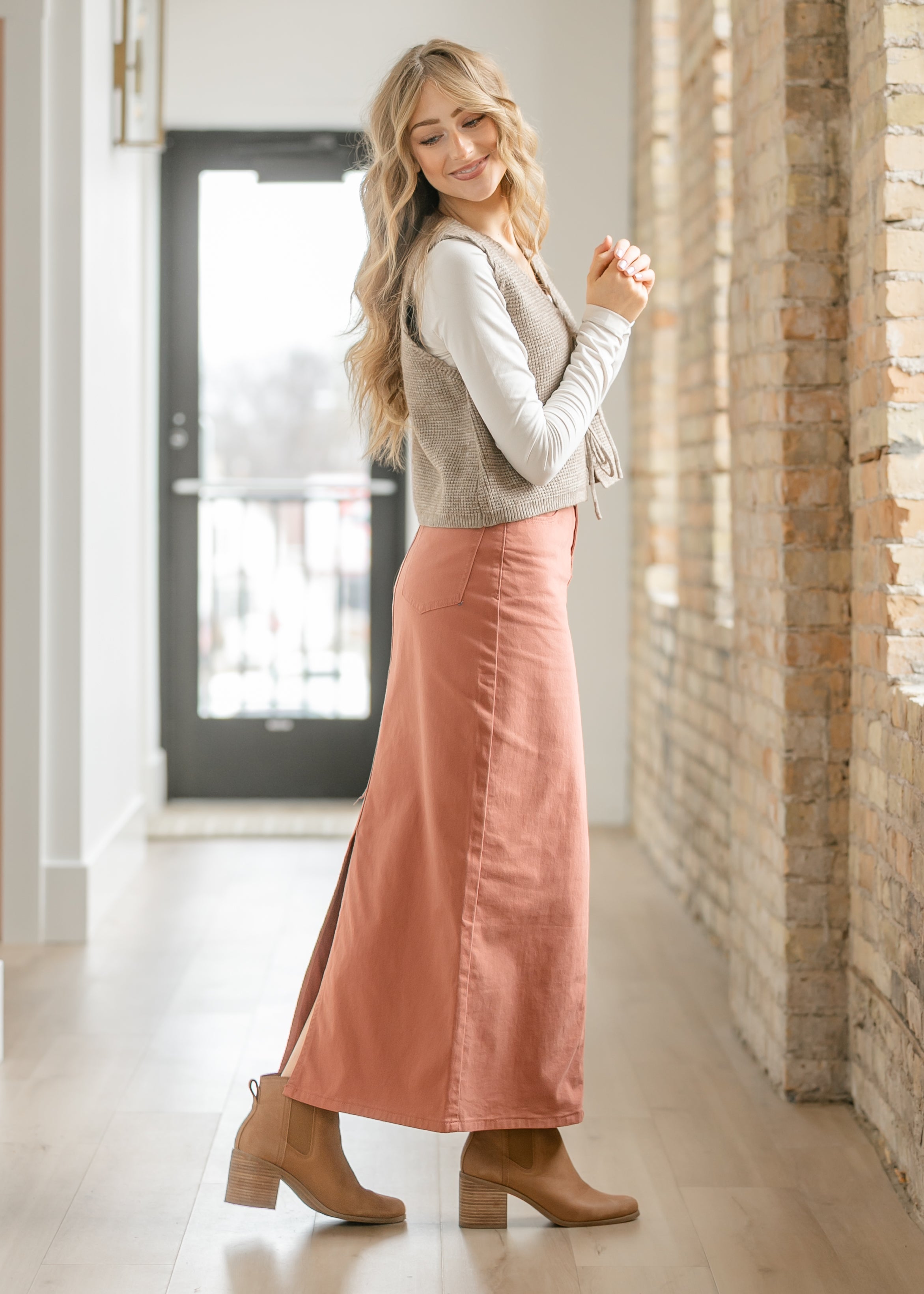 Inherit Co. Stella Sienna Denim Maxi Skirt - FINAL SALE — side view