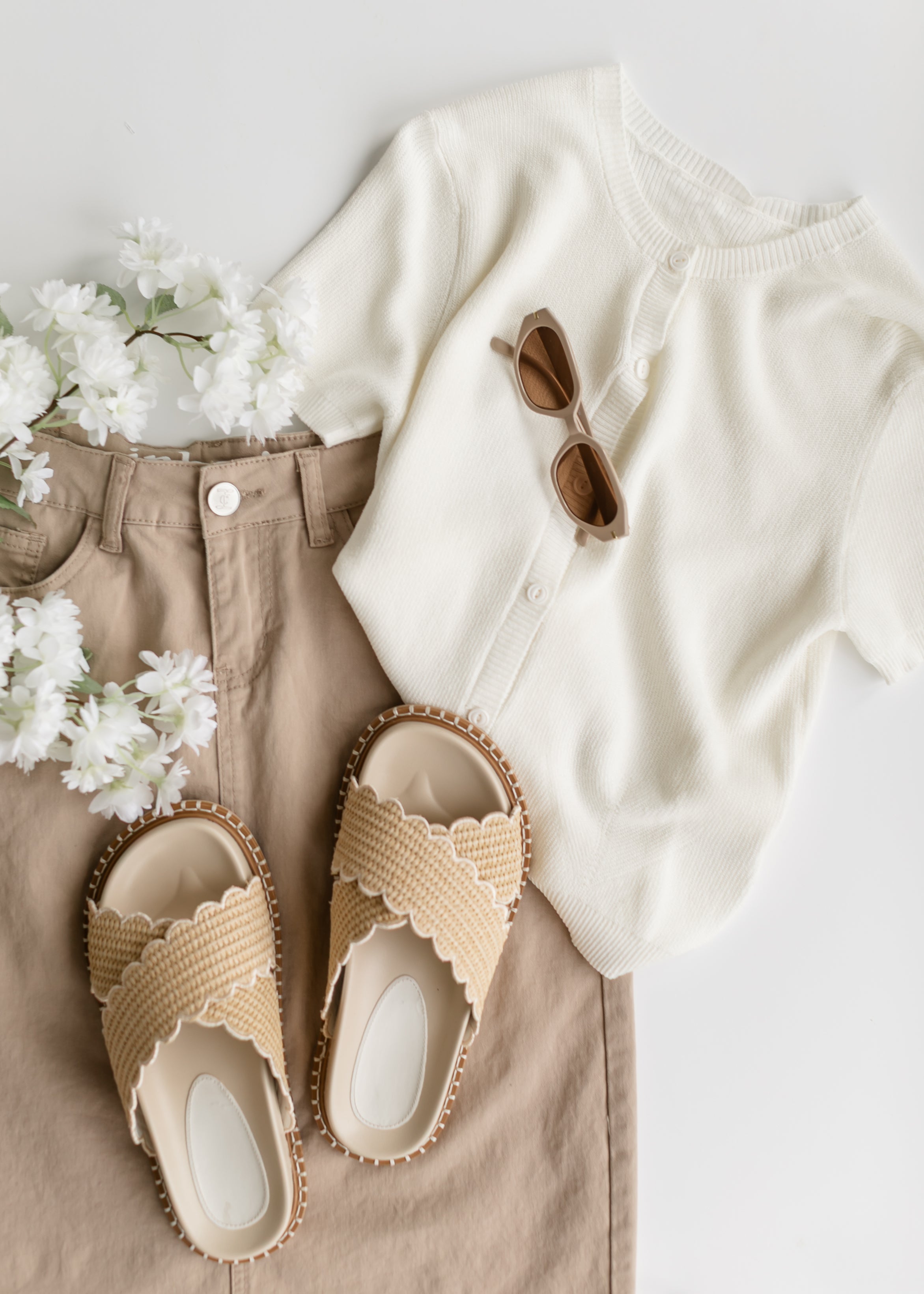 Inherit Co. Remi Simply Taupe Denim Midi Skirt — feature highlight
