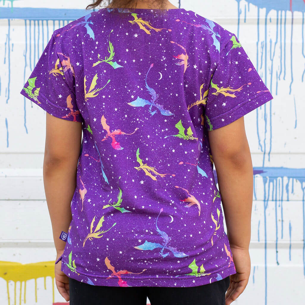 Princess Awesome & Boy Wonder "Star Fire" Stellar Dragons Henley Short Sleeve Tee — shirts category context