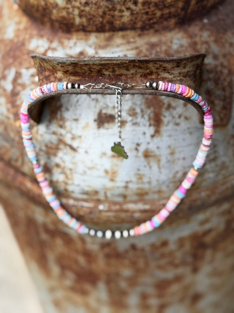 Wild Junkie Sterling Silver Desert Spectrum Heishi Beaded Necklace — necklaces category context