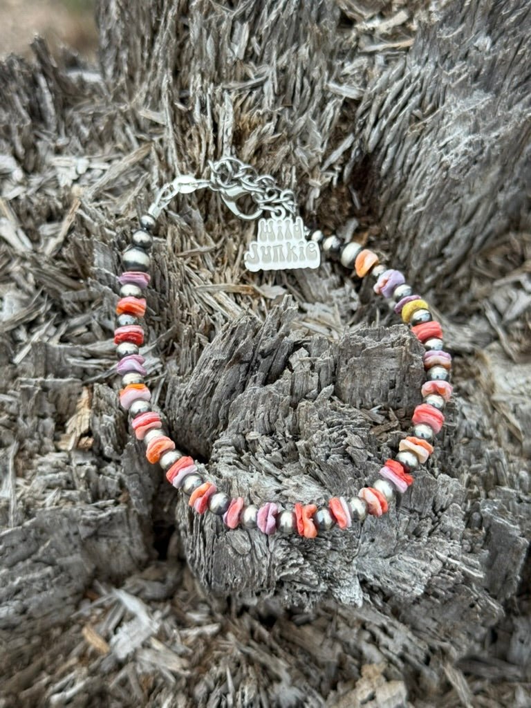 Wild Junkie Sterling Silver Desert Sunset Shell Heishi Bead Bracelet — main product shot