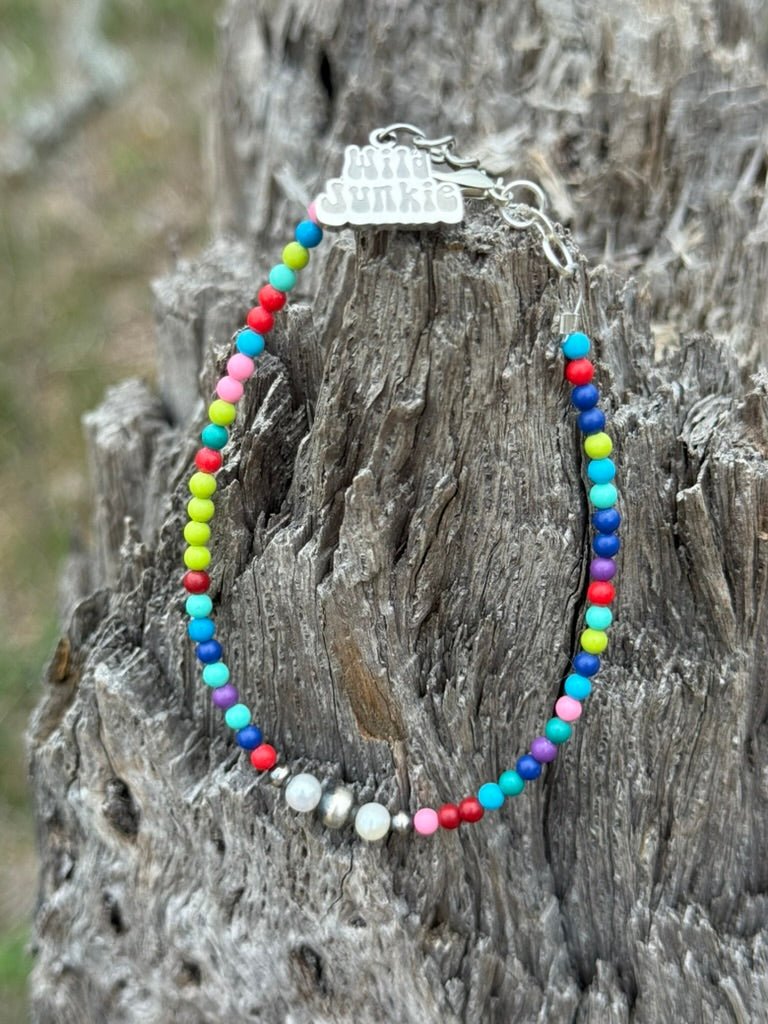 Wild Junkie Sterling Silver Prism And Pearl Bracelet — detail close-up