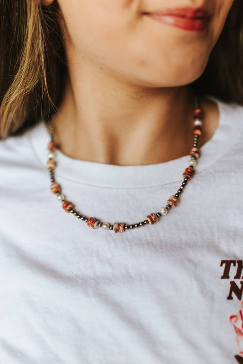 Wild Junkie Sterling Silver Wild Spirit Spiny Oyster Beaded Necklace — main product shot