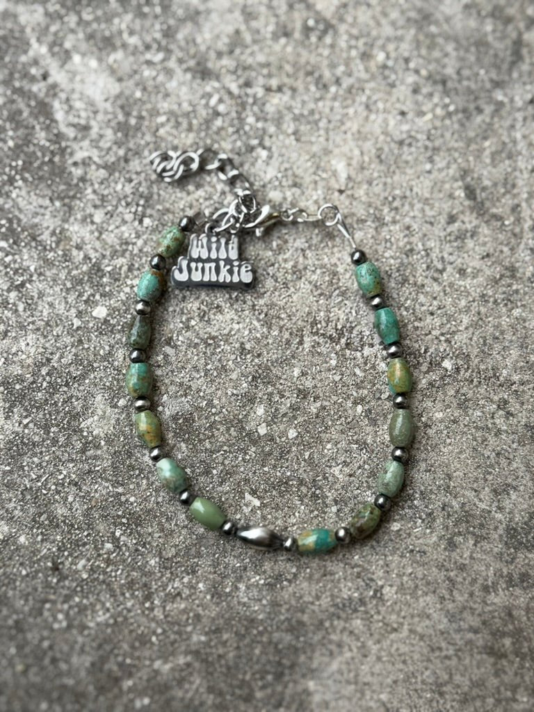 Wild Junkie Sterling Silver Wild Spur Turquoise Beaded Bracelet — main product shot
