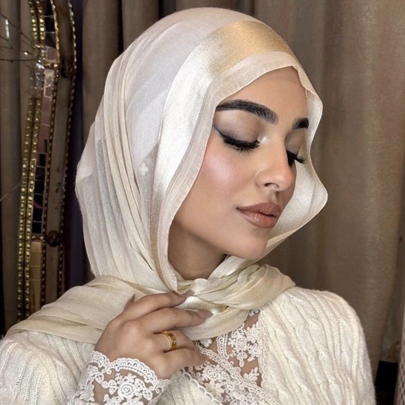 Mariam's Collection Striped Crinkle Chiffon Hijab with Organic Texture (MH143) — main product shot