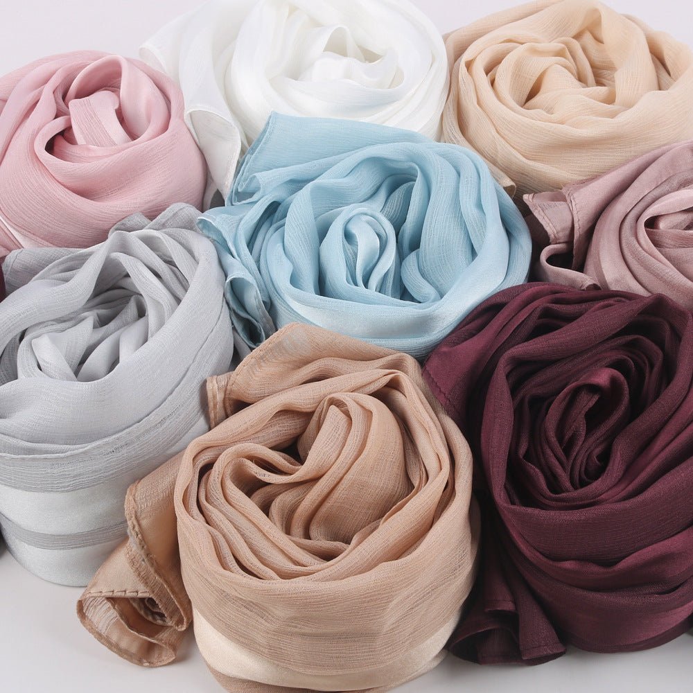 Mariam's Collection Striped Crinkle Chiffon Hijab with Organic Texture (MH143) — construction detail