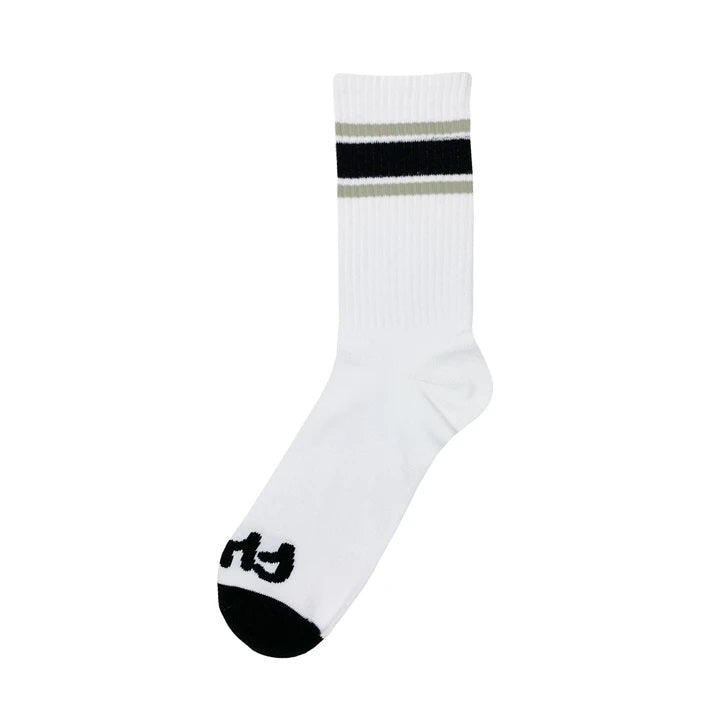 Cult Stripes Socks - White / With Grey & Black Stripe