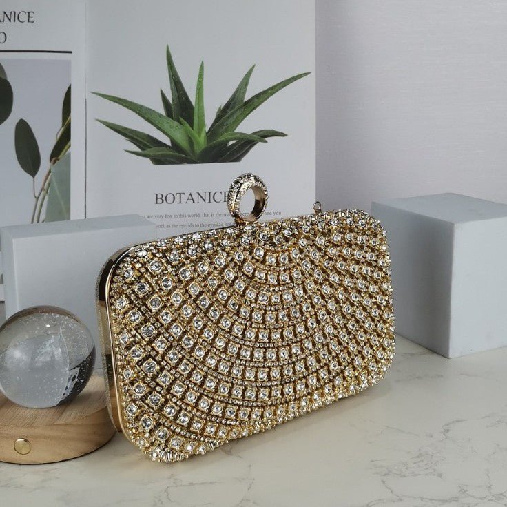 Mariam's Collection Stunning Crystal-Front Glitter-Back Clutch – Trendy Square Evening Bag for… — main product shot