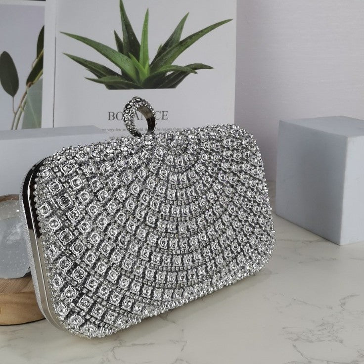 Mariam's Collection Stunning Crystal-Front Glitter-Back Clutch – Trendy Square Evening Bag for… — product category context