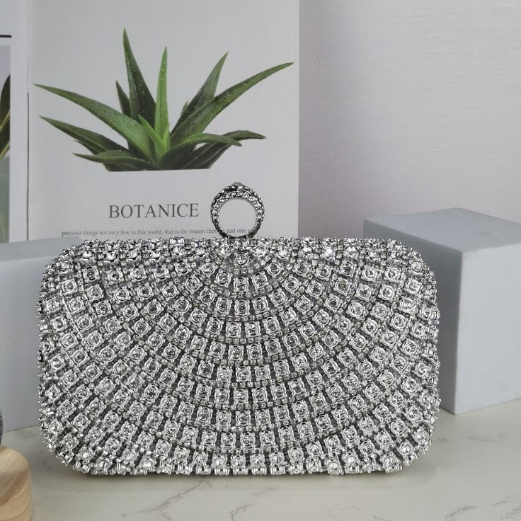 Mariam's Collection Stunning Crystal-Front Glitter-Back Clutch – Trendy Square Evening Bag for… — construction detail