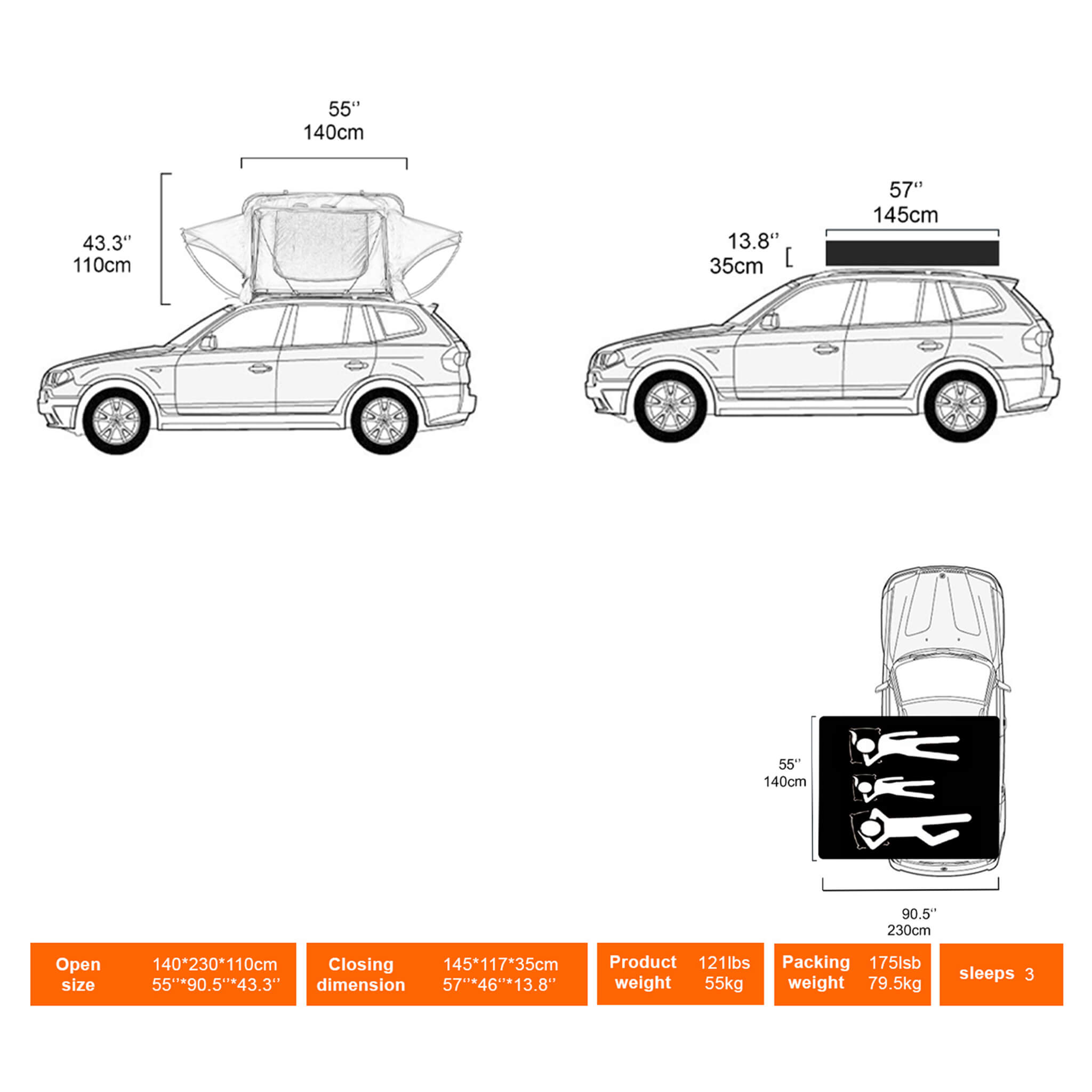 Naturnest Andromeda Green Soft-Shell Rooftop Tent With Large Panoramic Skylight & YKK Doors (SAK50612) – SAKSBY WHOLESALE, vi